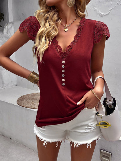 New Flying Sleeve V-Neck Knitted Sweater Top