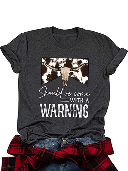 Women's Casual Short Sleeve Tops Highland Cow Western Cowboy Vintage Athletic T-Shirt
