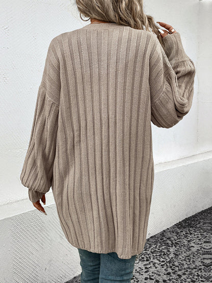 🎨 New Women's Long Sleeve Solid Color Cardigan Sweater