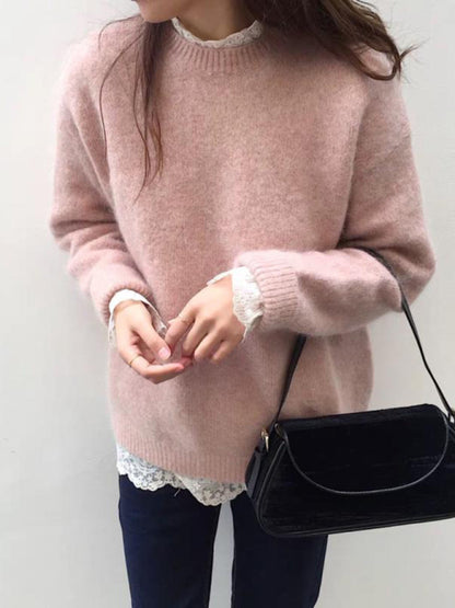 👚🧶 Women's New Casual Loose Round Neck Pullover Knitted Top