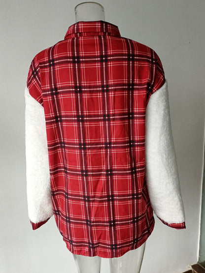 🐆🧥 Women's Leopard Plaid Print Plush Stitching Contrast Color Warm Long Sleeve Jacket 🧥🌟💃🔥